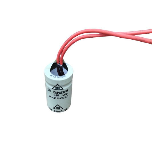DRE 250V capacitor for Motor Parts with red wiring for easy installation in electrical circuits