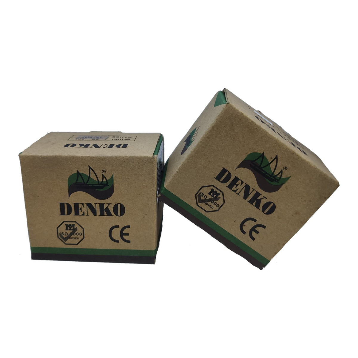 Two brown cardboard boxes with green and black DENKO branding, shown on a plain white background.