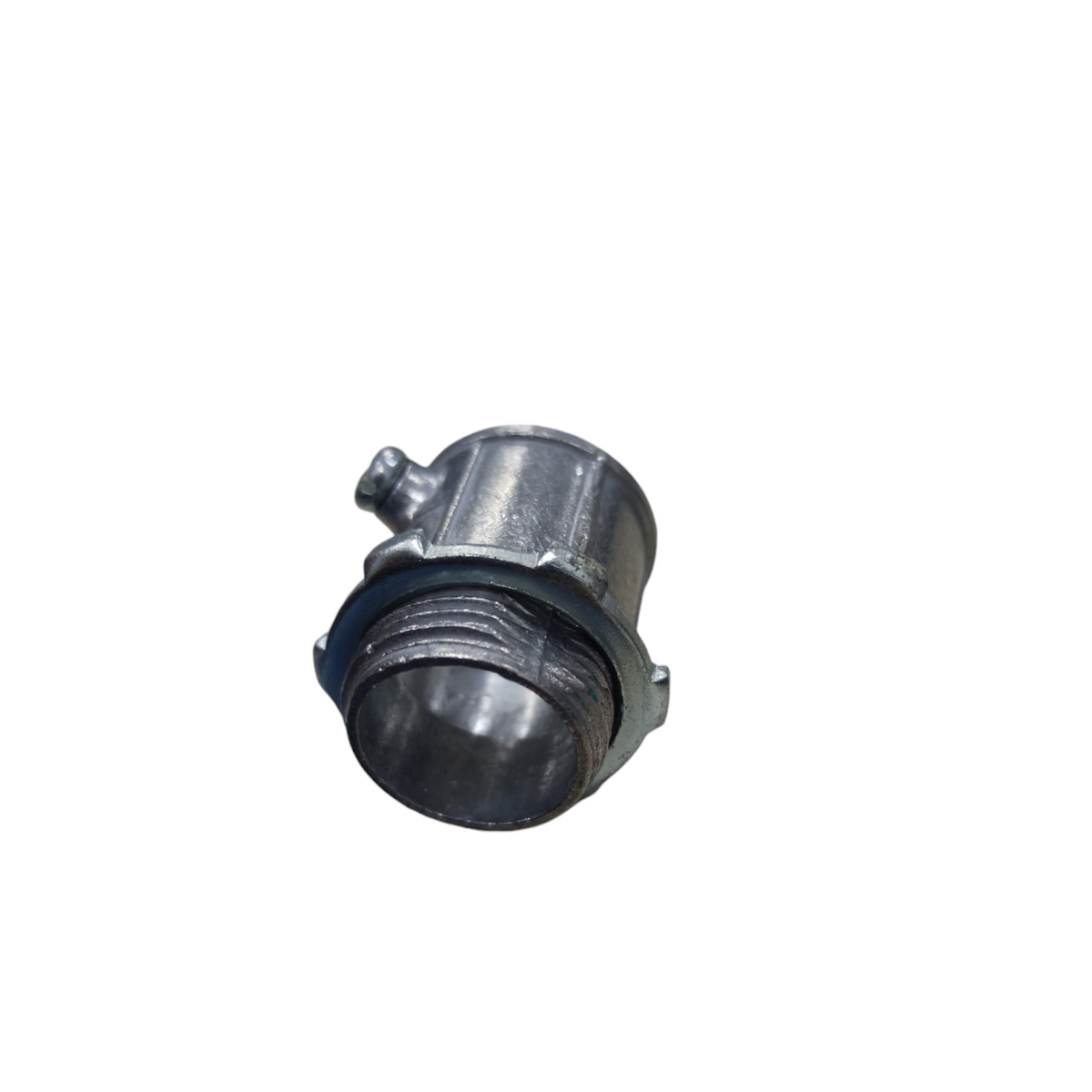 Metal EMT connector with lock nut for secure electrical conduit installations