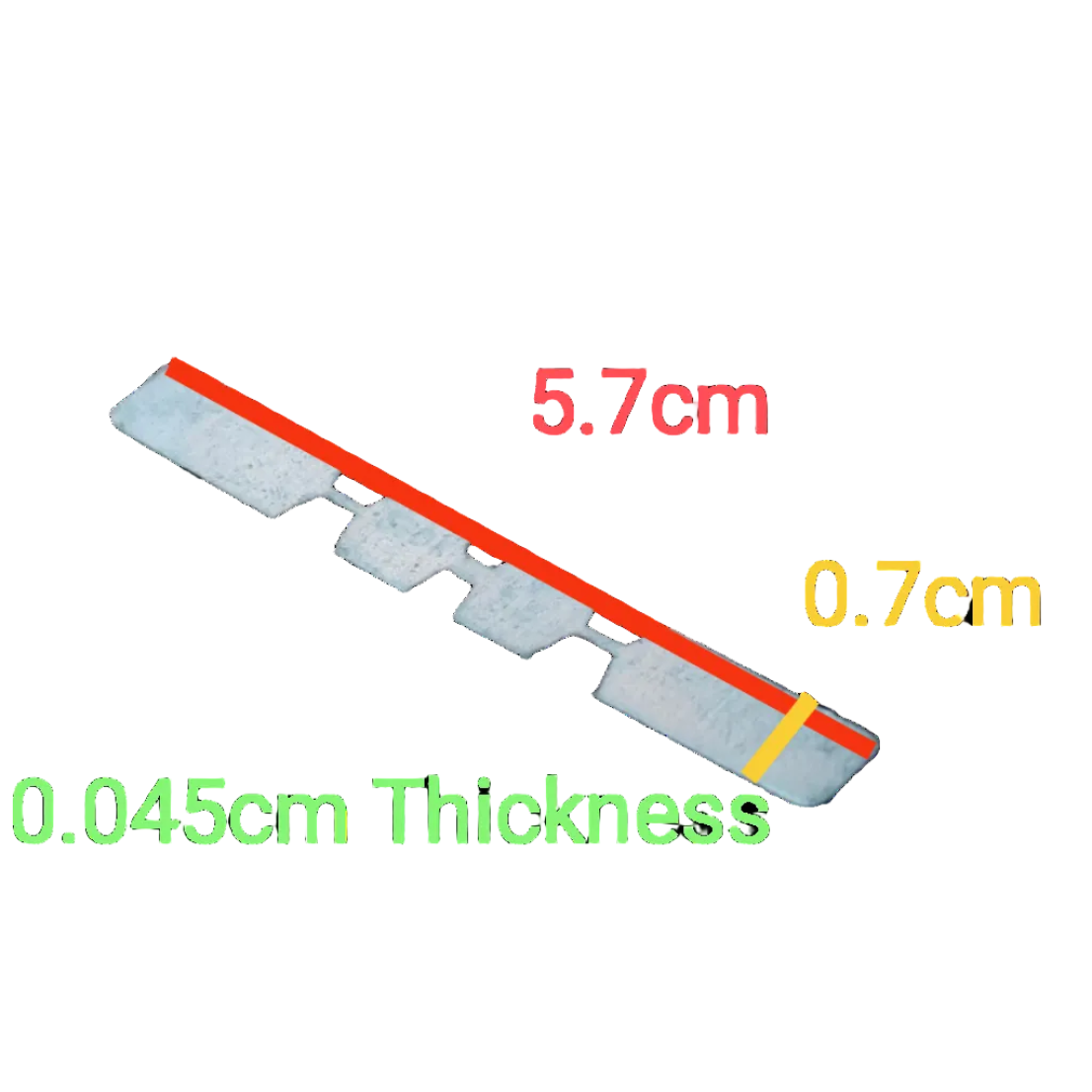 Eagle 25A 250V Fuse Link with measured dimensions including length 5.7 cm thickness 0.045 cm