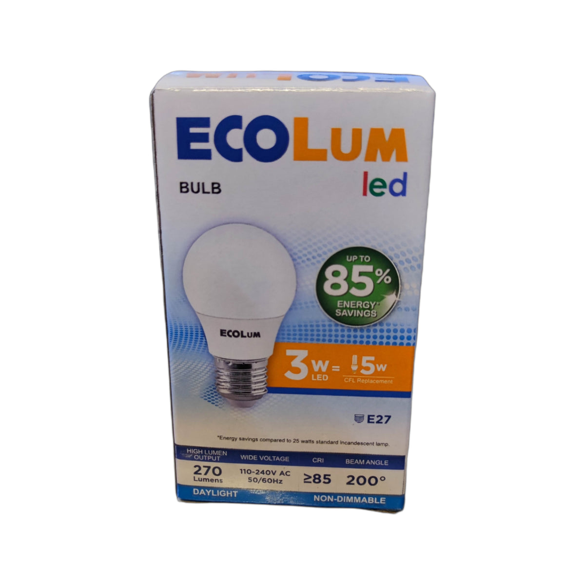 Ecolum 3W LED Bulb E27 220V Energy Saving 6500K Daylight CBI203DL