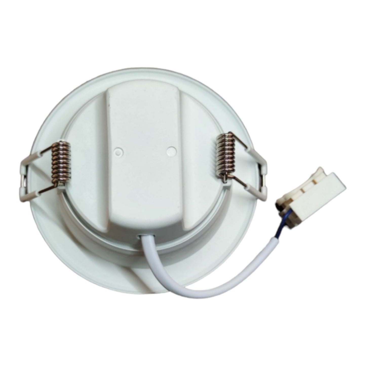 White light fixture with wiring on a white background