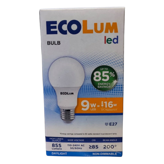 Ecolum LED bulb packaging on a white background