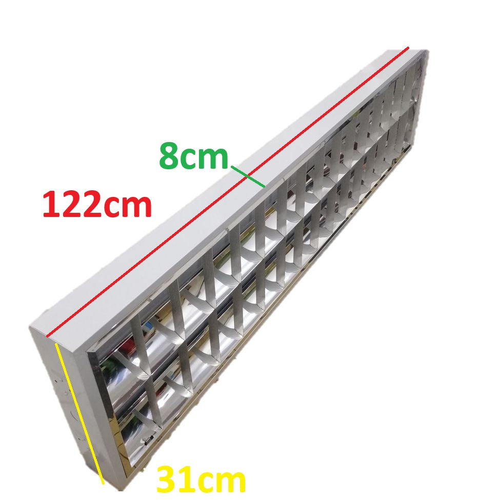 Ecolum Louver Surface Type with Aluminum Reflector T8 2X 40W/2X18W 1220mm x 310mm x 80mm ESLS2x40/0 12inches x 48inches Electx Electrical Spply with measurement