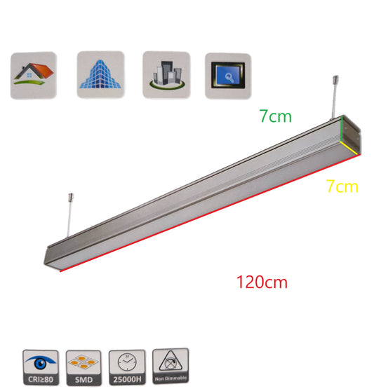 FSL 36W LED Linear Suspension Light 220V Cool White 4000K 2600 Lm Aluminum IP20 120 Beam Angle SSPL3C-36 1200mm x 70mm x 70mm Pendant Mounting