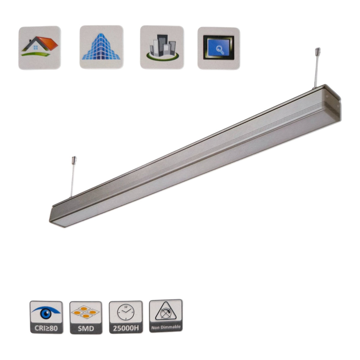 FSL 36W LED Linear Suspension Light 220V Cool White 4000K 2600 Lm Aluminum IP20 120 Beam Angle SSPL3C-36 1200mm x 70mm x 70mm Pendant Mounting Electx Electrical Supply