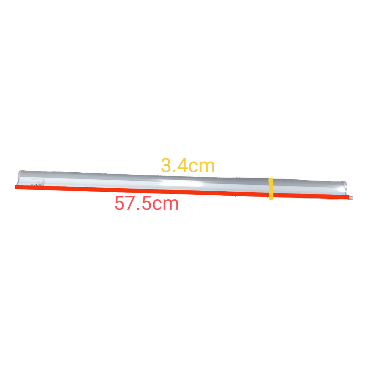 Measurement of a cylindrical object with dimensions 57.5cm and 3.4cm on a white background Firefly 8W T-5 LED Batten 220V 575mm Daylight 6500K EBTST5DL308 Electx Electrical Supply