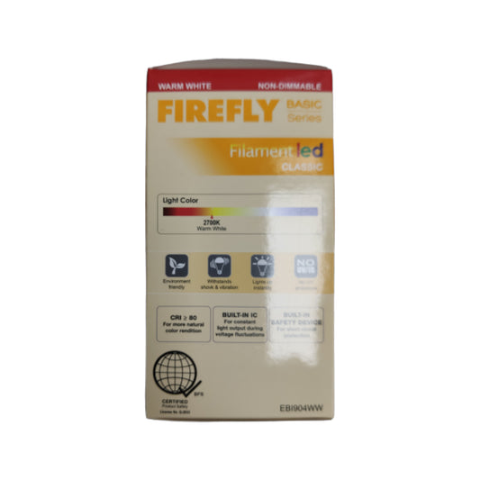 Firefly 4W LED Filament Bulb Warm White 3000K E27 220V EBI904WW