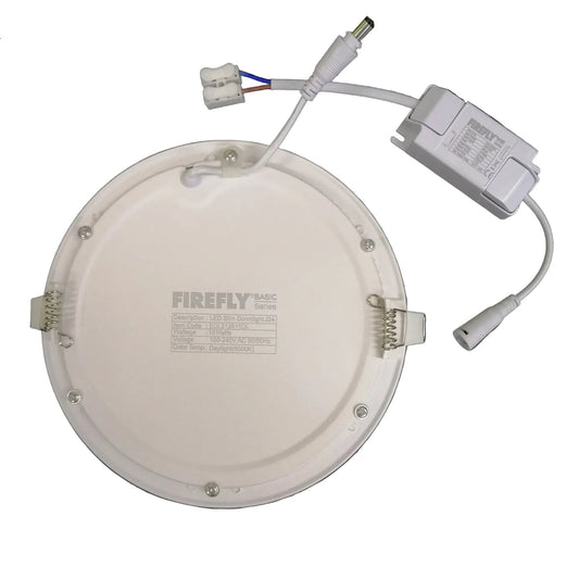 Firefly LED downlight with wiring on a white background