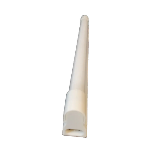 Firefly black light bulb 8W T5 fluorescent tube with fixture white end cap on black background for parties