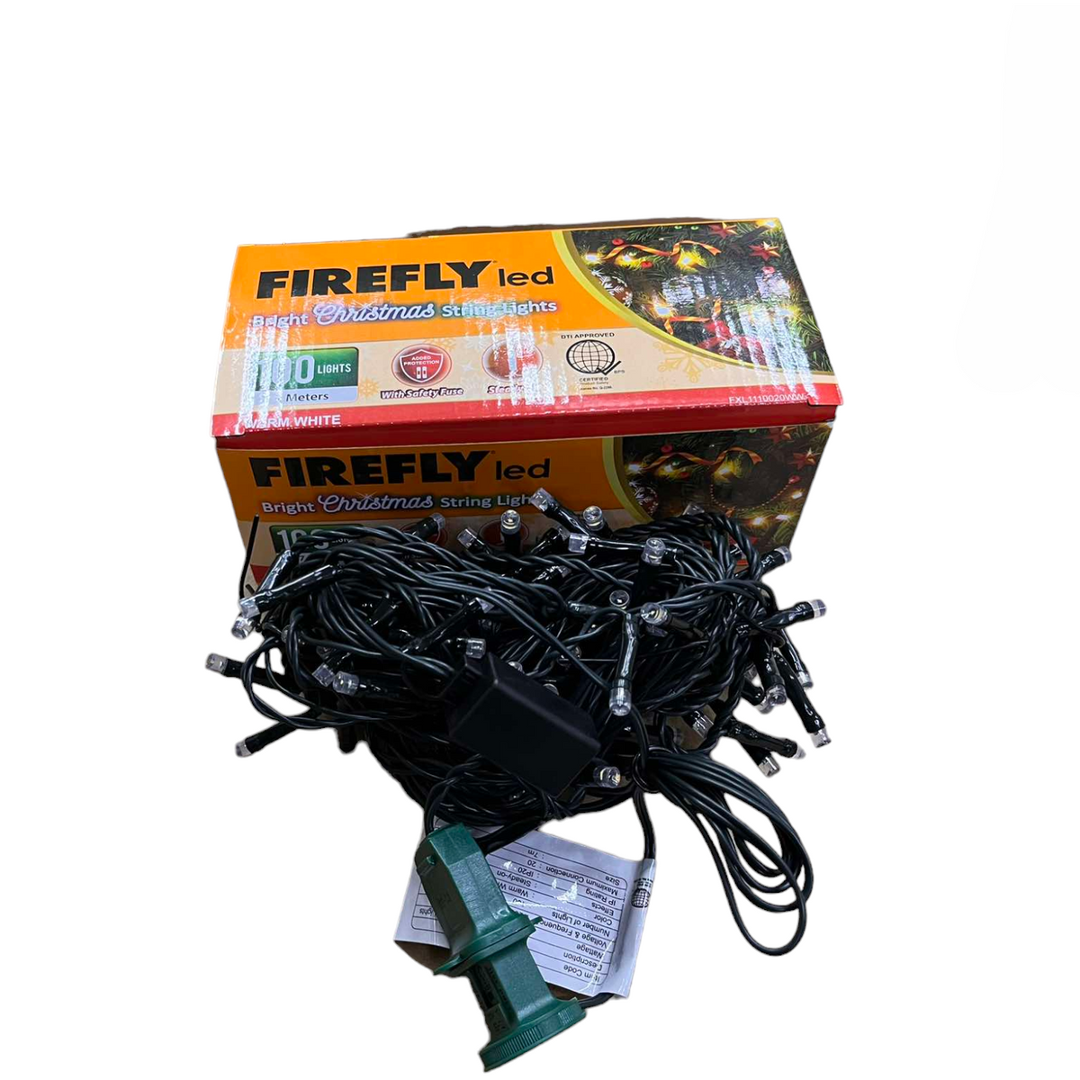 Firefly LED Christmas Light 100 LED Bulbs String Light Green Wire Steady Warm White 3000K 7 Meters 7W 220V Indoor Only Firefly FXL1110020WW Electx Electrical Supply 2