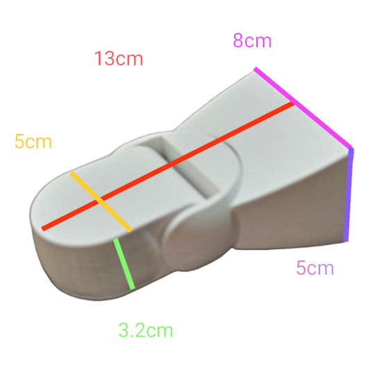 Measurement tool with labeled dimensions on a white background