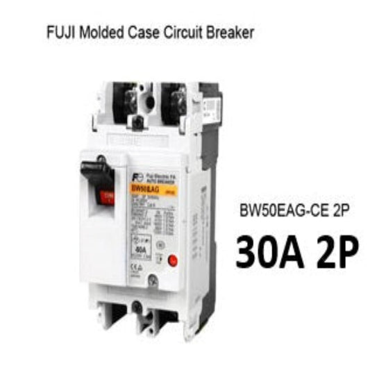 Fuji MCCB Molded Case Circuit Breaker BW50EAG-CE 30A 2Pole 5kAIC@230VAC, 2.5kAIC@380/440VAC, 1.5kAIC@500VAC Dimension (mm )50(W)x 100(H)x 60(D) (2)