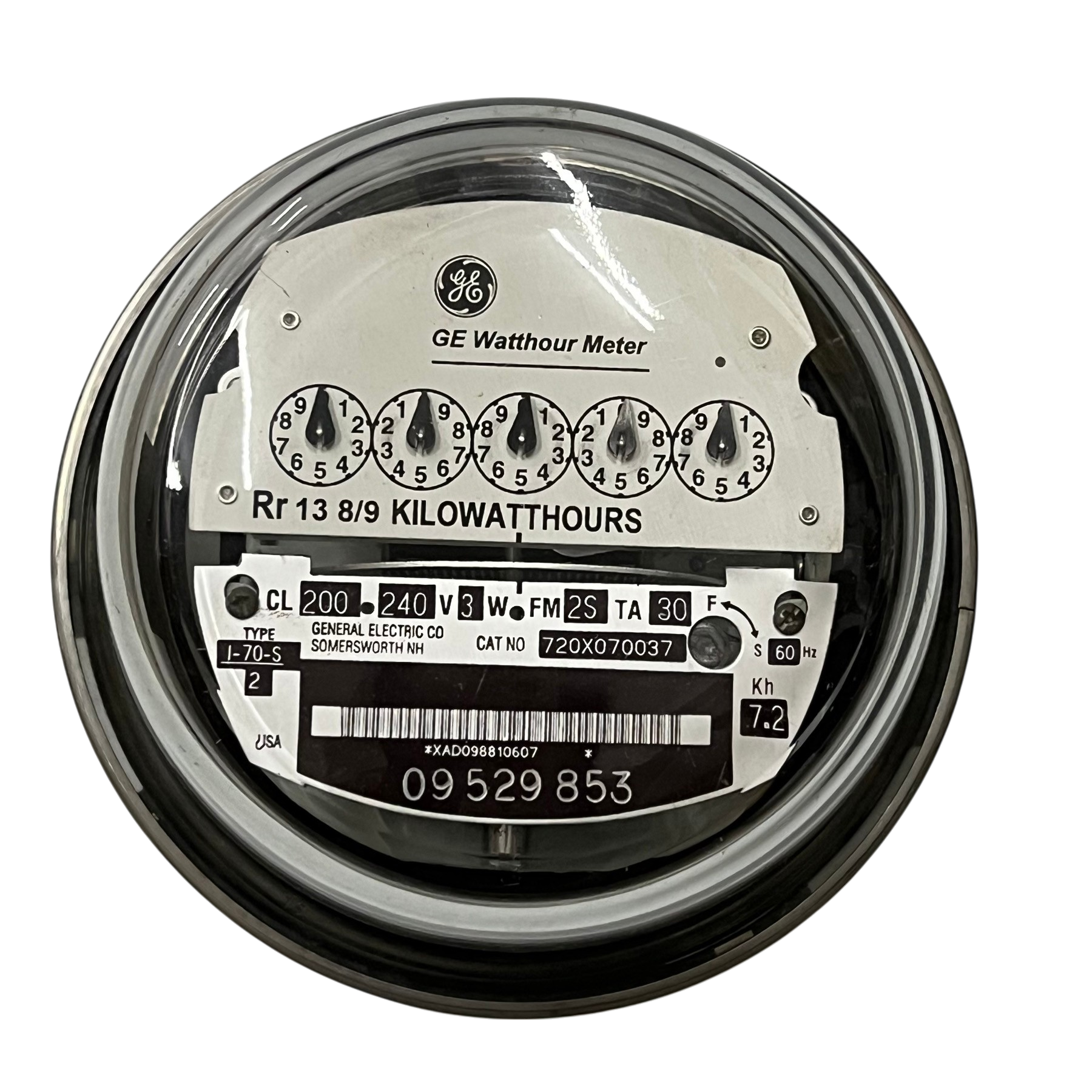 GE I-70-S FM2S KWH Meter Analog Type 3 Wire Single Phase CL200 I70S 4 Jaws 240V 60Hz Electx Electrical Supply 9