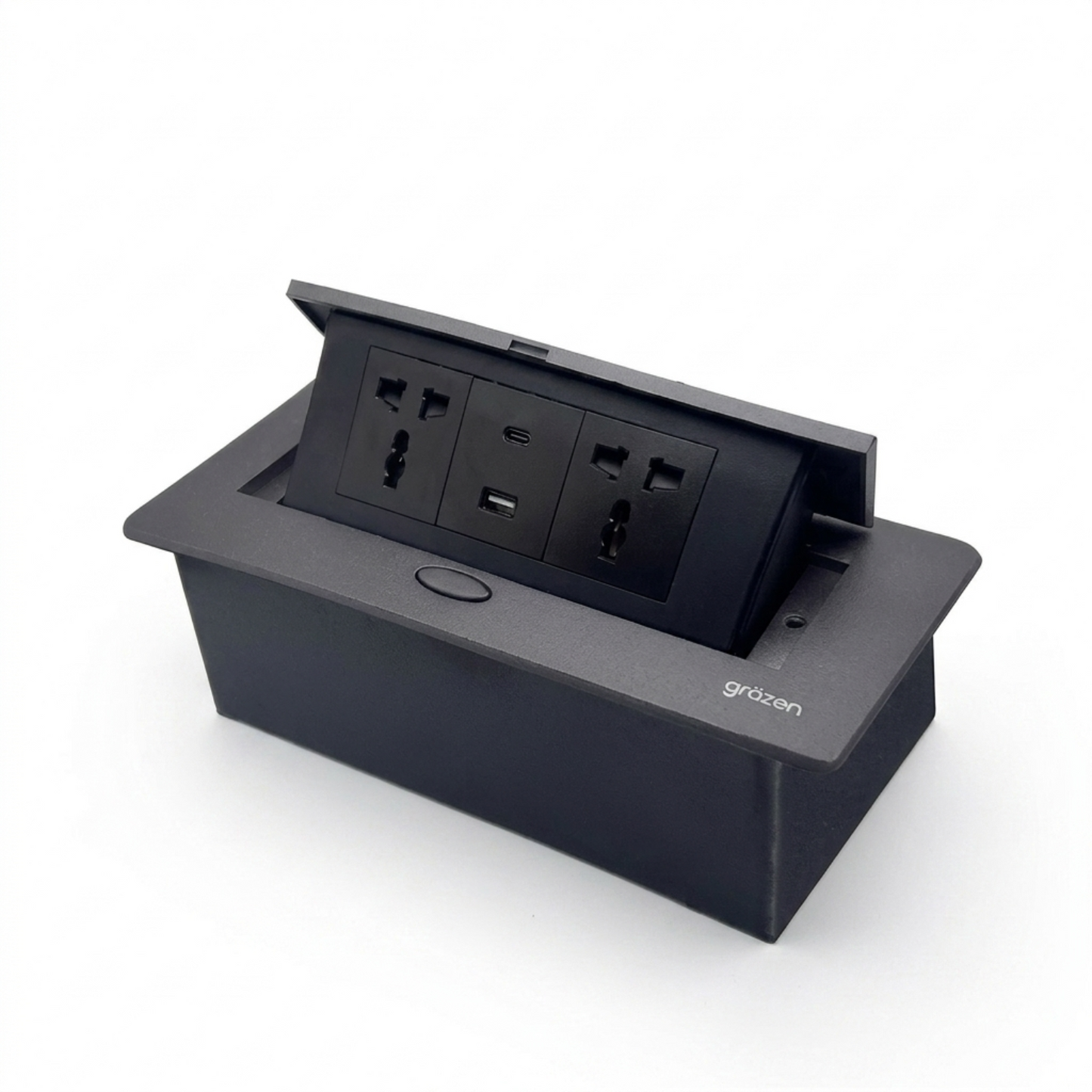 Grazen Aluminum Pop-up Table Outlet 2 Gang Multi-Outlet with Ground 16A 250V,USB 2A and USB-C 3A