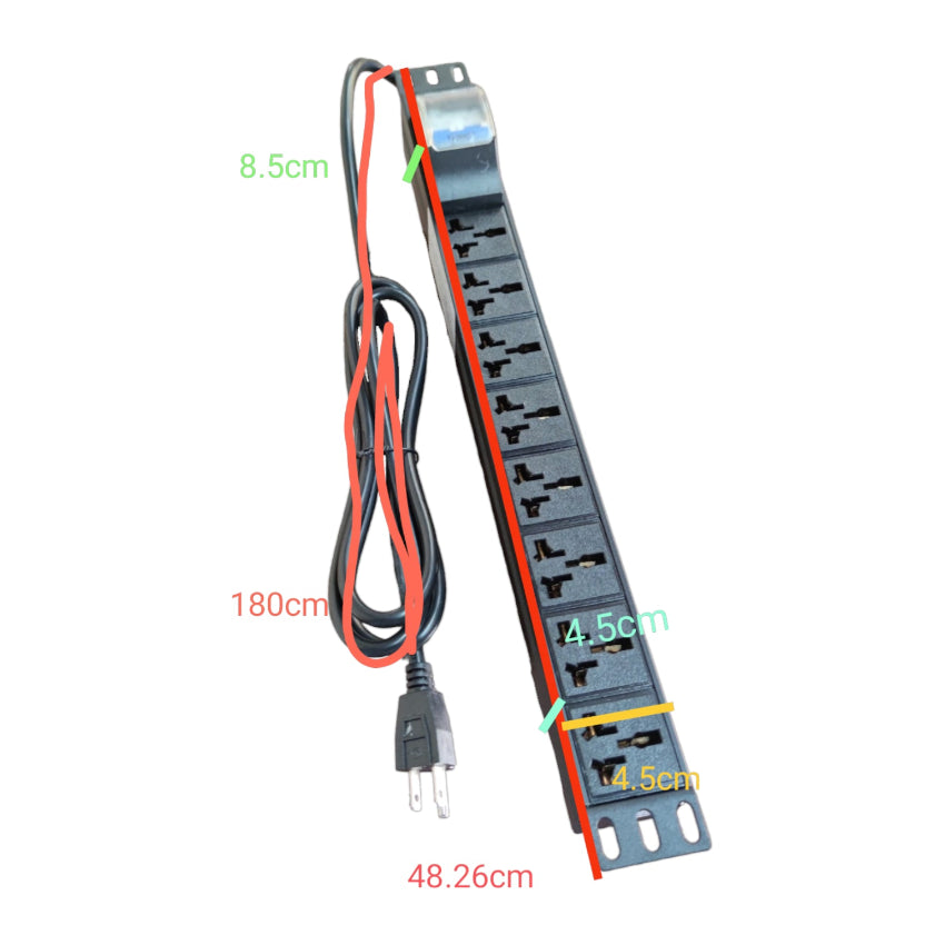 Grippes 8 Gang PDU 32A 250V Universal Power Distribution Unit 7000W 482.6mm