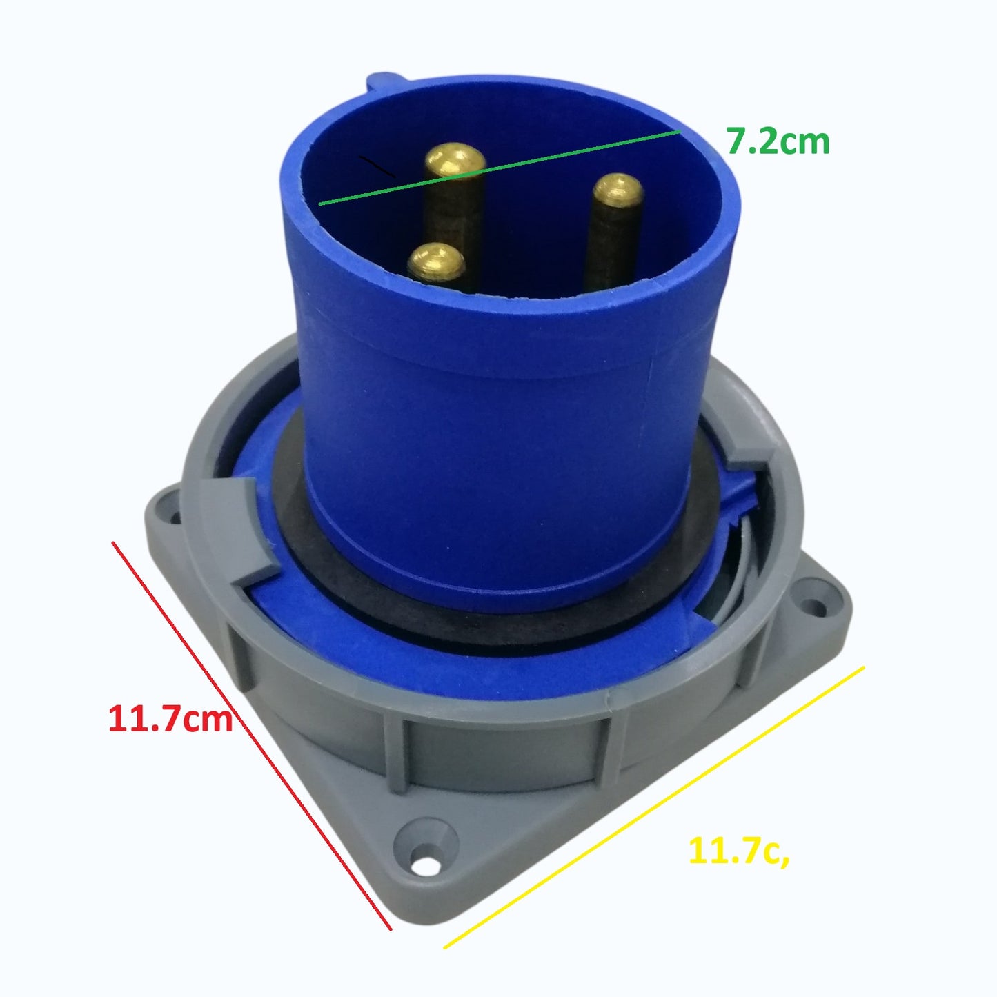 Grippes 125A 2P+E ( 3 Pins) 250V Industrial Male Plug Chassis Type P67 IEC 60309-2 Weatherproof #6432