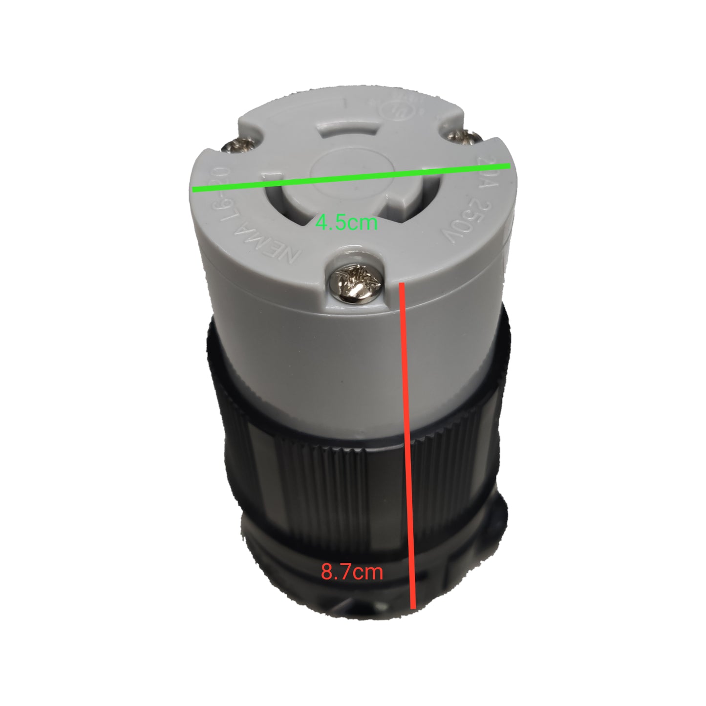 Grippes 20A Twist Lock Outlet Cord Connector Type 2P+E (3P) 250V (NEMA L6) WJ6322B, Twistlock Outlet Connector Type