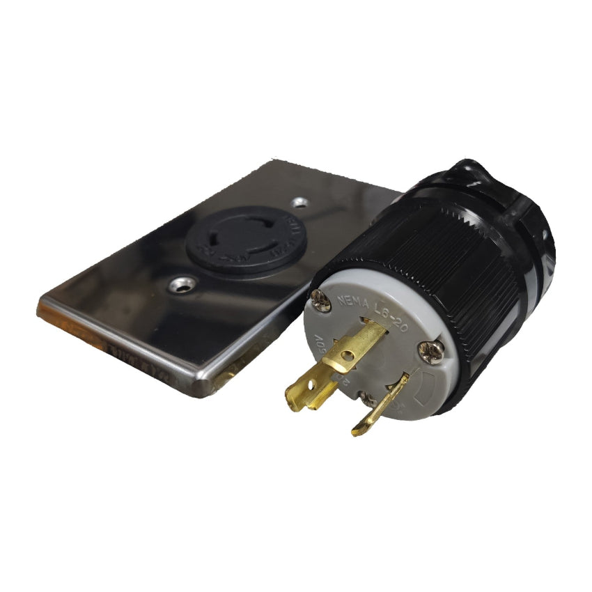 Electrical plug and socket on a white background
