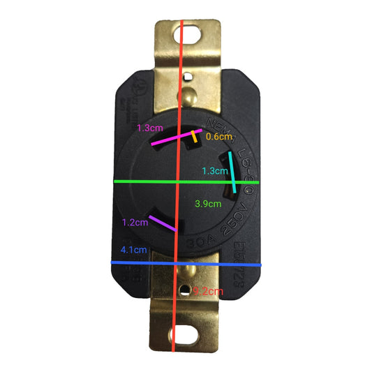 Grippes 30A Twist Lock Outlet 2P+E (3P) 250V (NEMA L6) WJ6331B, Twistlock Electx Electrical Supply