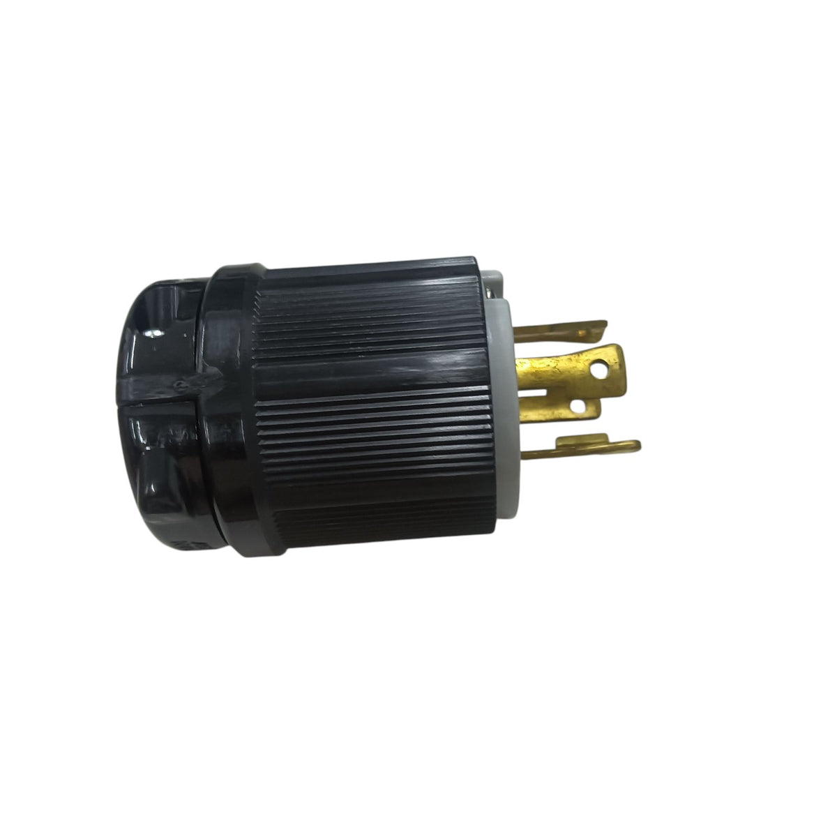 Black electrical plug on a white background Grippes 30A Twist Lock Plug 3P+E (4P) 250V (NEMA L15) BL1530P, Twistlock Plug Electx Electrical Supply