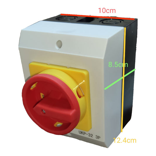Electrical socket with measurements on a white background