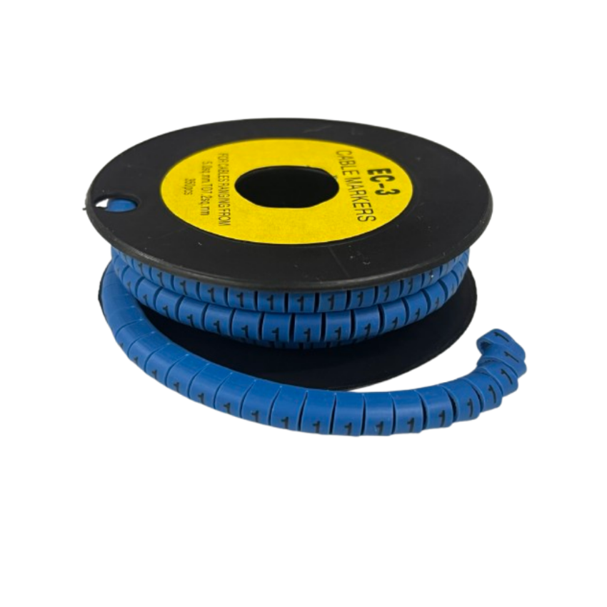 Grippes (1) Cable Marker 5.0mm to 7.2mm (350pcs) Blue EC-3B(1) Wire Tagging