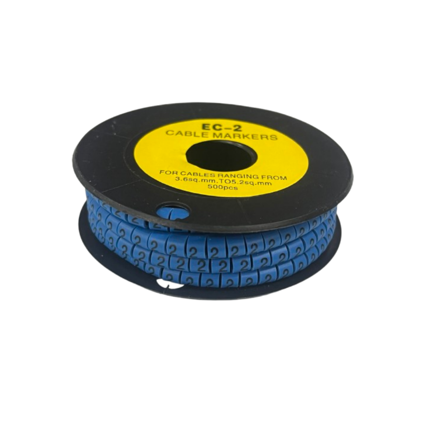 Grippes (2) Cable Marker 3.6mm to 5.2mm Color Blue 1roll 500pcs EC-2B Wire Tagging