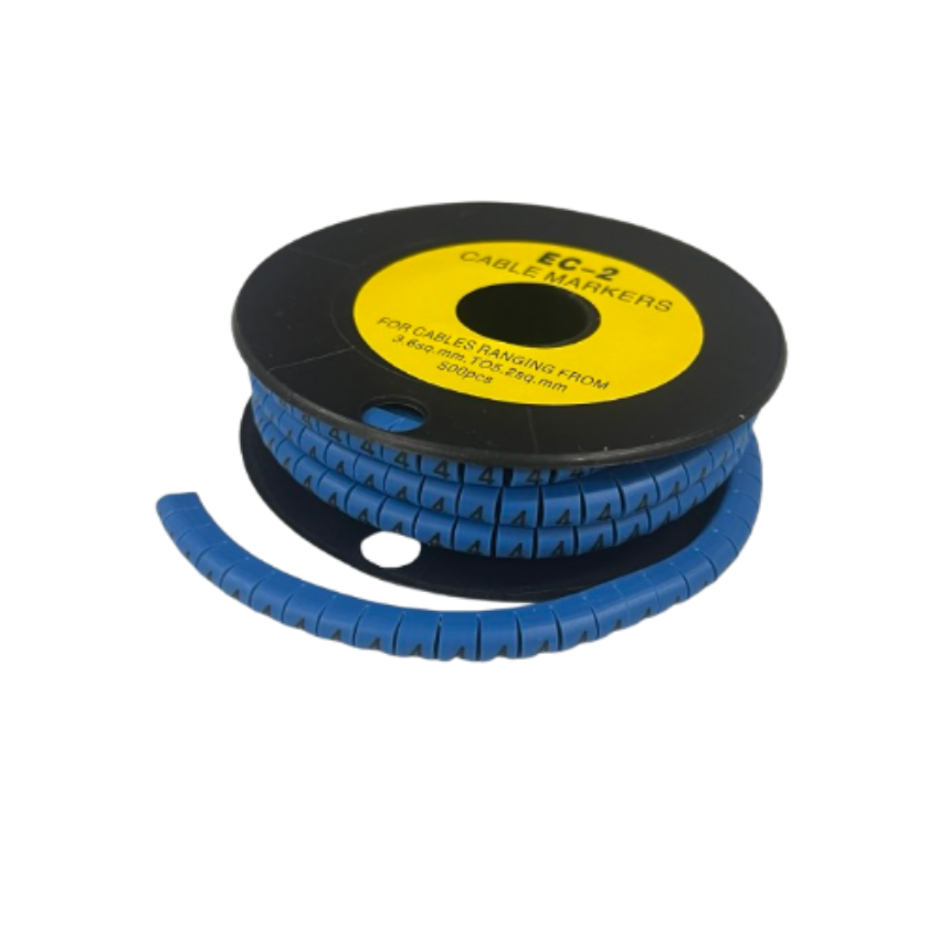 Grippes (4) Cable Marker 3.6mm to 5.2mm Color Blue 1roll 500pcs EC-2B Wire Tagging