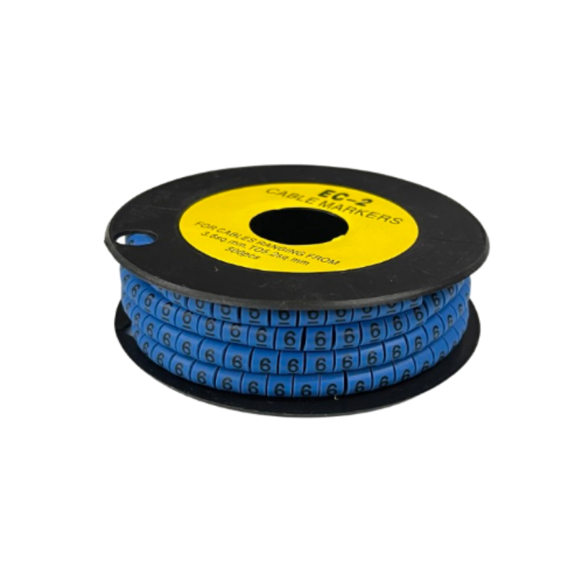 Grippes (6) Cable Marker 3.6mm to 5.2mm Color Blue 1roll 500pcs EC-2B Wire Tagging