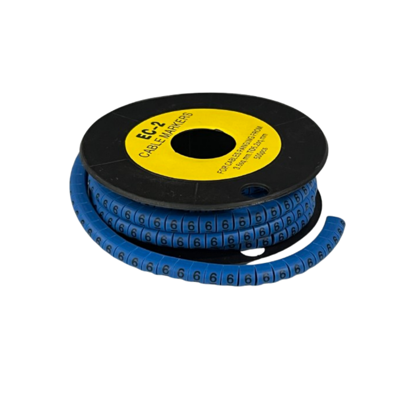 Grippes (6) Cable Marker 3.6mm to 5.2mm Color Blue 1roll 500pcs EC-2B Wire Tagging