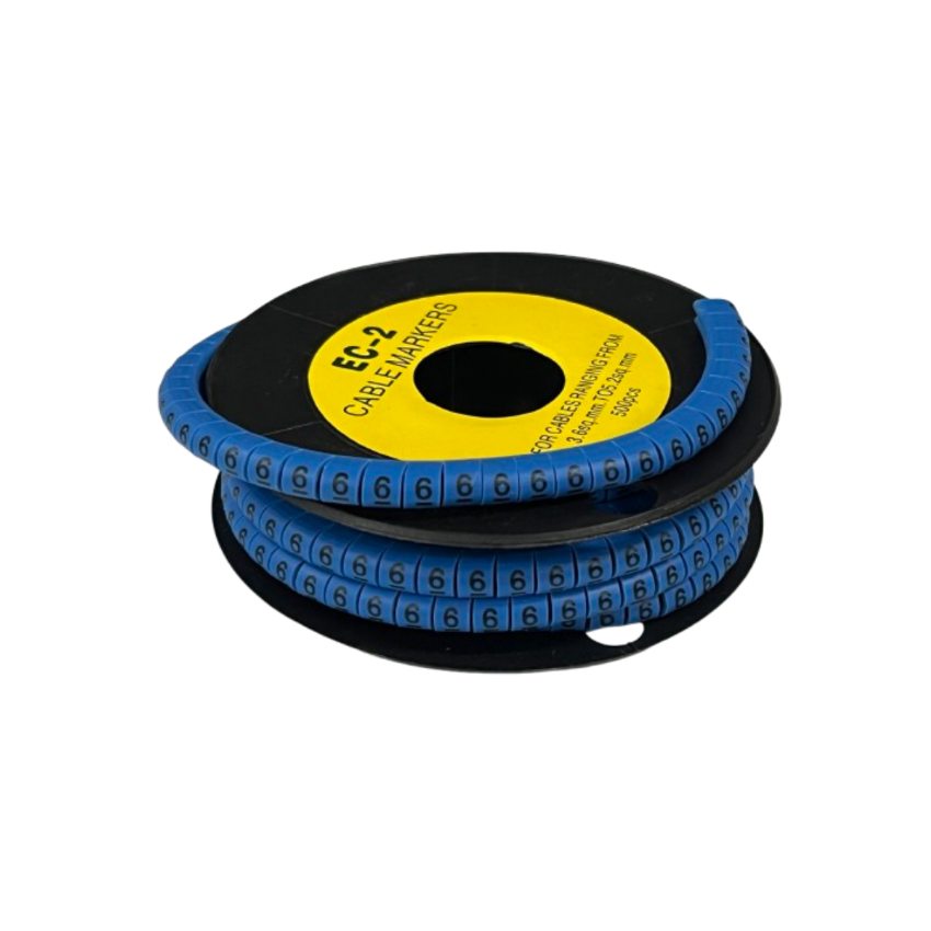 Grippes (6) Cable Marker 3.6mm to 5.2mm Color Blue 1roll 500pcs EC-2B Wire Tagging