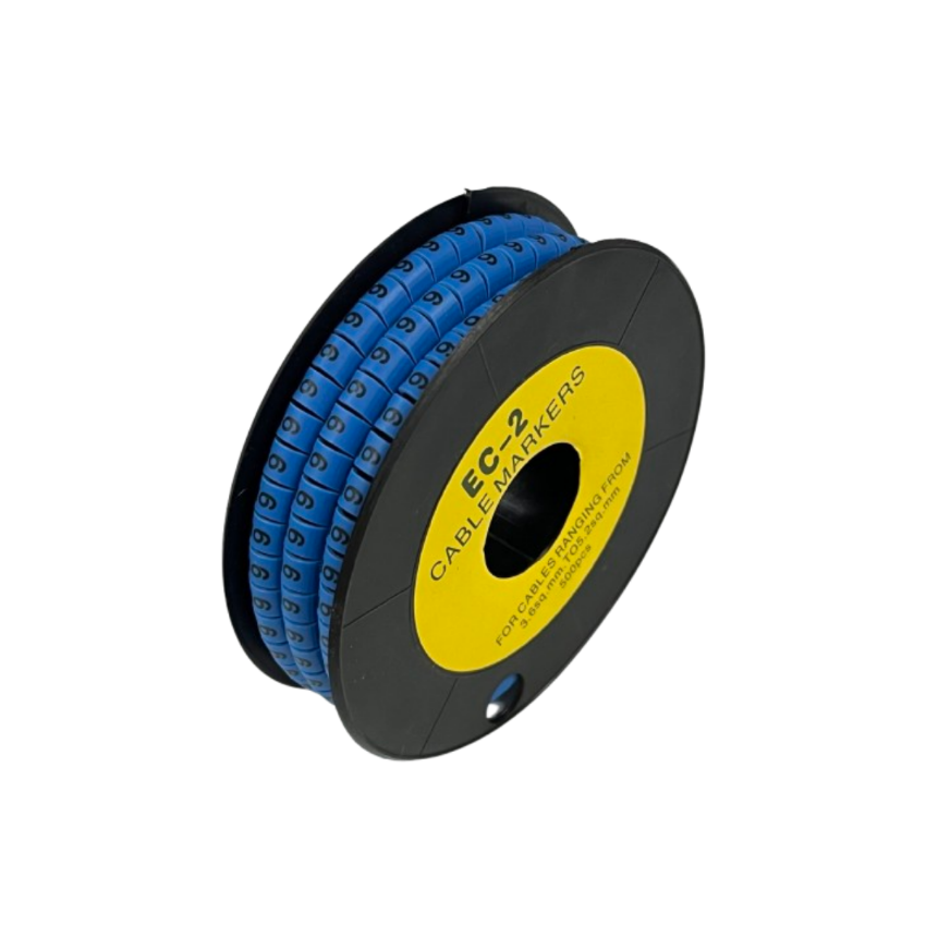 Grippes (6) Cable Marker 3.6mm to 5.2mm Color Blue 1roll 500pcs EC-2B Wire Tagging