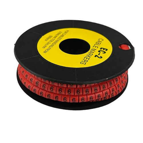 Grippes (6) Cable Marker 3.6mm to 5.2mm 500pcs per Roll Red