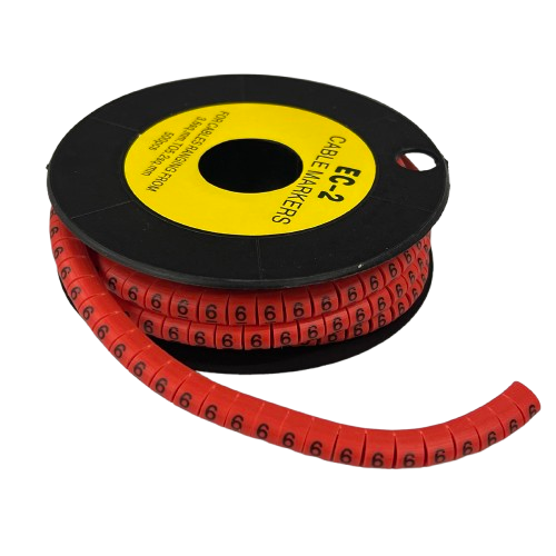 Grippes (6) Cable Marker 3.6mm to 5.2mm 500pcs per Roll Red