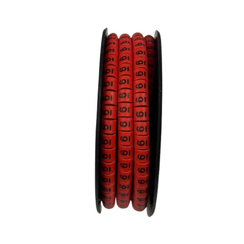 Grippes (6) Cable Marker 3.6mm to 5.2mm 500pcs per Roll Red