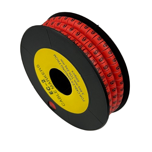 Grippes (6) Cable Marker 3.6mm to 5.2mm 500pcs per Roll Red