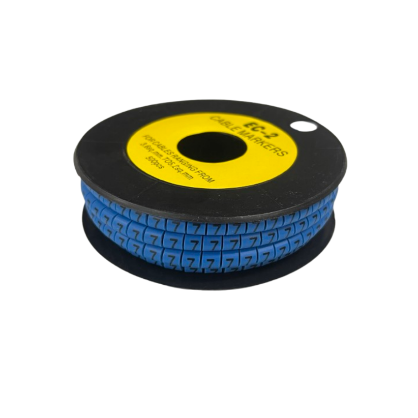 Grippes (7) Cable Marker 3.6mm to 5.2mm Color Blue 1roll 500pcs EC-2B Wire Tagging