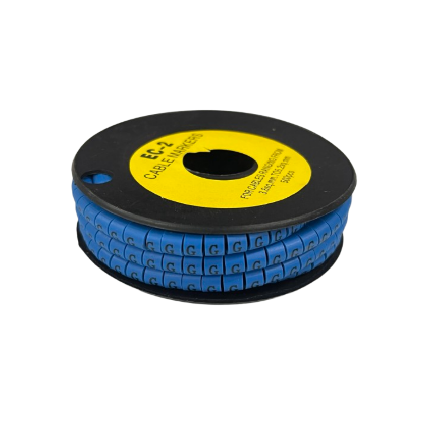 Grippes (G) Cable Marker 3.6mm to 5.2mm Color Blue 1roll 500pcs EC-2B Wire Tagging