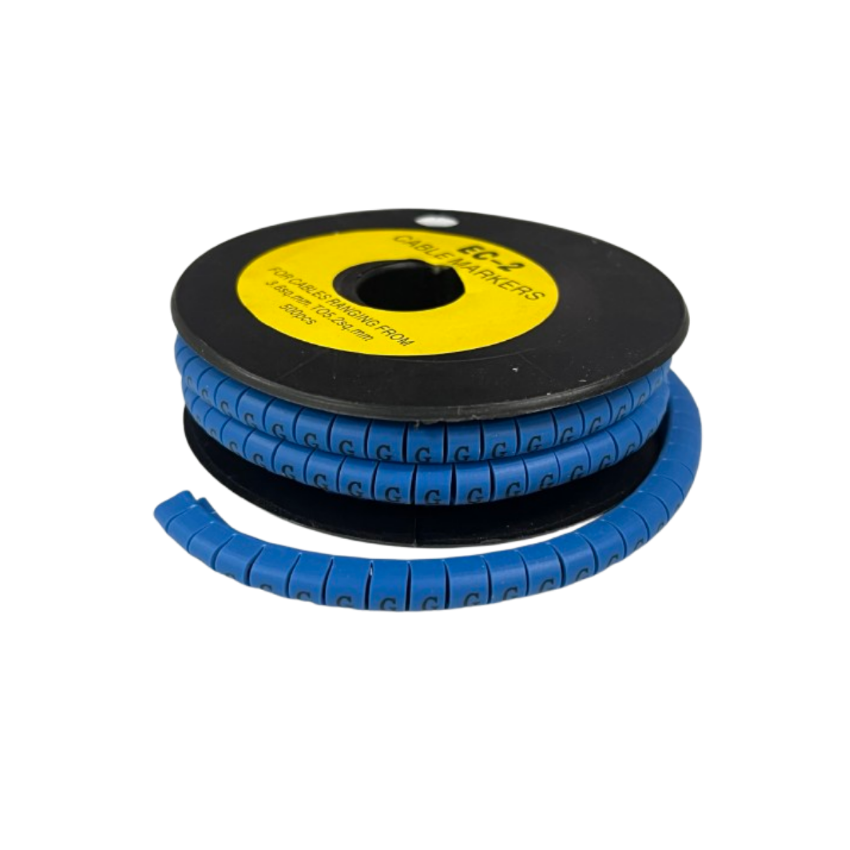 Grippes (G) Cable Marker 3.6mm to 5.2mm Color Blue 1roll 500pcs EC-2B Wire Tagging