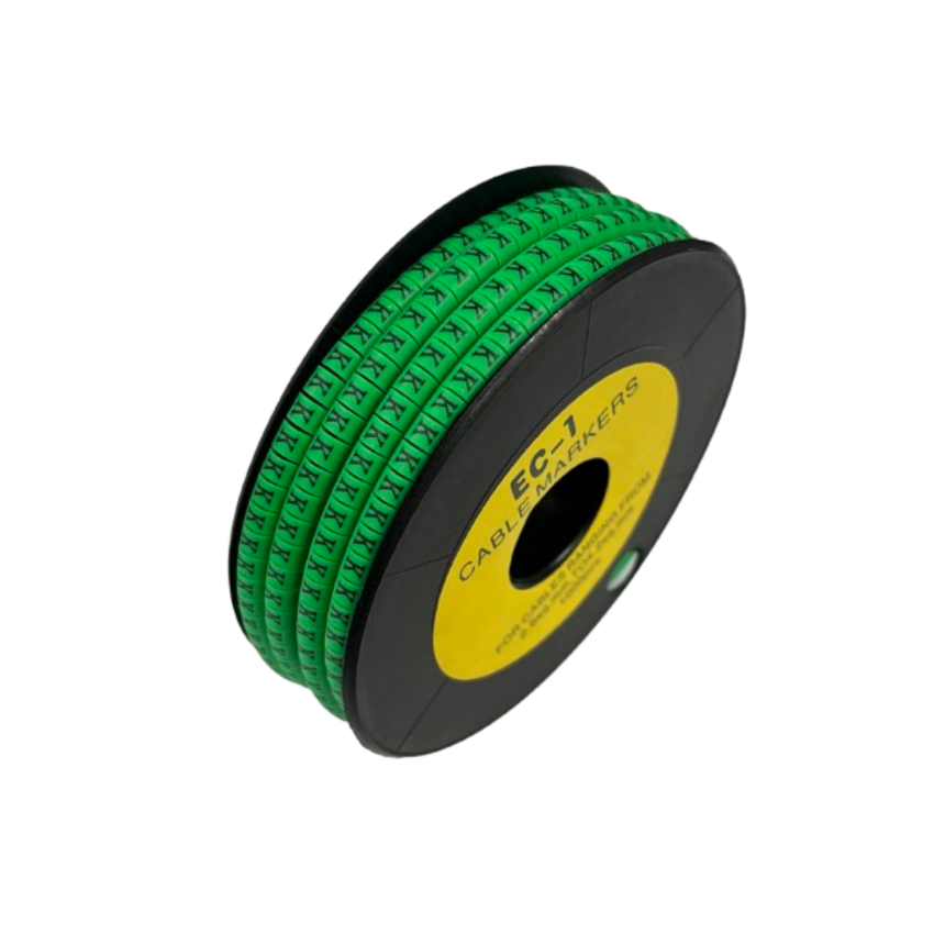 Cable (K) Marker EC-1 Green 2.6mm to 4.2mm 1000pcs 1 Roll EC-1G(K) Wire Tagging