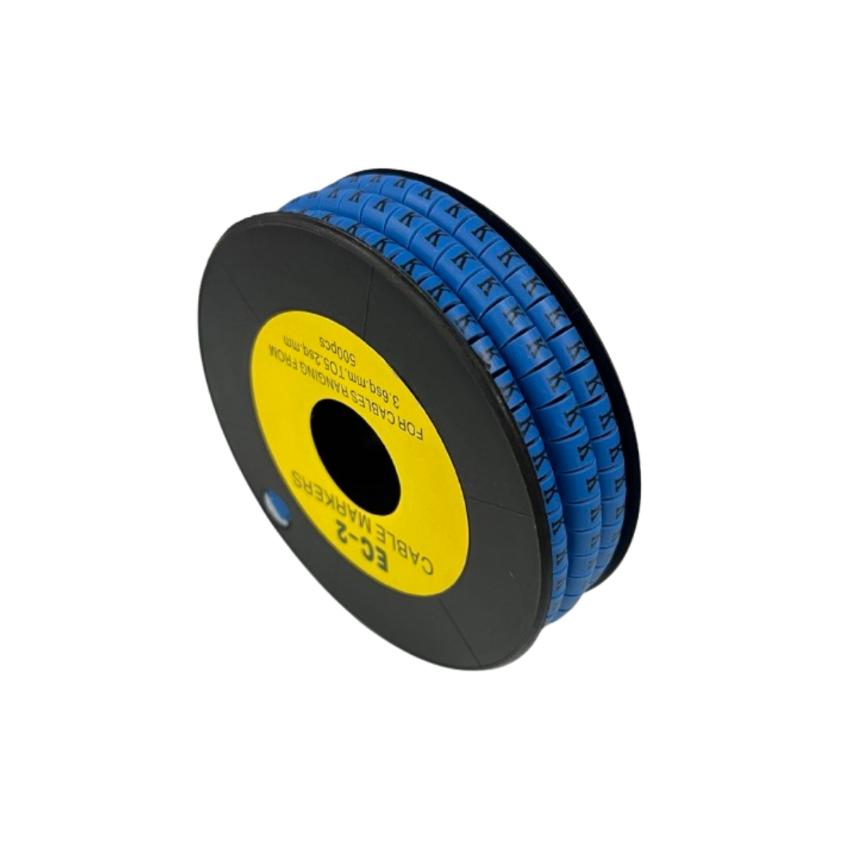 Grippes (K) Cable Marker 3.6mm to 5.2mm Color Blue 1roll 500pcs EC-2B Wire Tagging