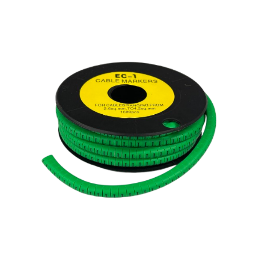 Cable (L) Marker EC-1 Green 2.6mm to 4.2mm 1000pcs 1 Roll EC-1G(L) Wire Tagging