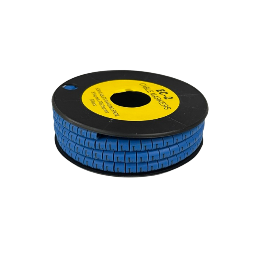 Grippes (L) Cable Marker 3.6mm to 5.2mm Color Blue 1roll 500pcs EC-2B Wire Tagging