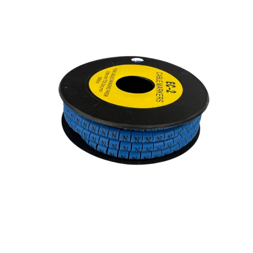 Grippes (N) Cable Marker 3.6mm to 5.2mm Color Blue 1roll 500pcs EC-2B Wire Tagging