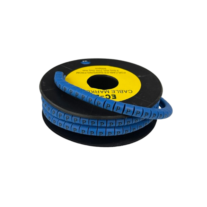 Grippes (P) Cable Marker 3.6mm to 5.2mm Color Blue 1roll 500pcs EC-2B Wire Tagging