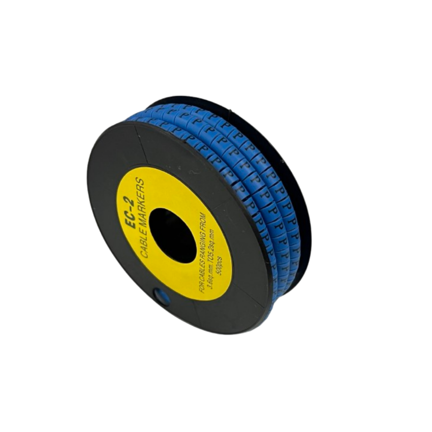 Grippes (P) Cable Marker 3.6mm to 5.2mm Color Blue 1roll 500pcs EC-2B Wire Tagging