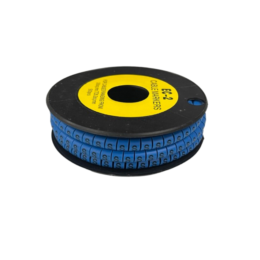 Grippes (S) Cable Marker 3.6mm to 5.2mm Color Blue 1roll 500pcs EC-2B Wire Tagging