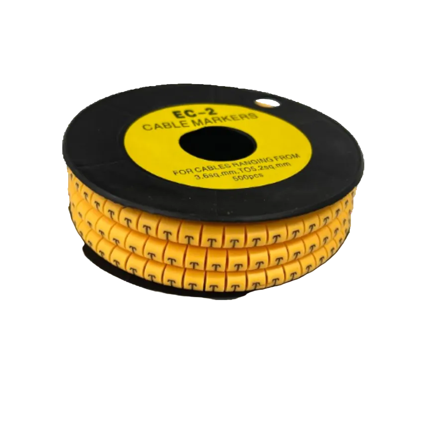 Grippes (T) Cable Marker 3.6mm to 5.2mm Color Yellow 1roll 500pcs) EC-2Y Wire Tagging