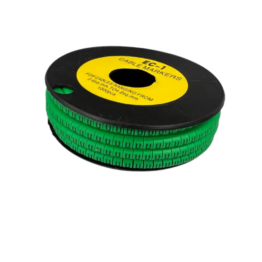 Cable (U) Marker EC-1 Green 2.6mm to 4.2mm 1000pcs 1 Roll EC-1G(U) Wire Tagging